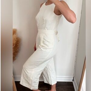 Banana Republic linen cropped jumpsuit petite size XXS
